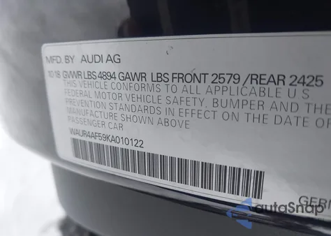 2019 Audi S5 3.0T Premium from USA, damaged, VIN WAUR4AF59KA010122